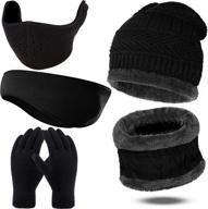 ⛄ 5-piece ski warmer set: winter hat, scarf, gloves, face warmer, outdoor earmuffs, ear warmer logo