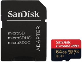 img 1 attached to 📸 SanDisk Extreme PRO 64GB microSDXC память карта - До 100MB/s, Класс 10, U3, V30, A1 с адаптером SD