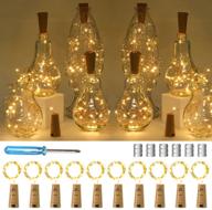 🍾 wine bottle lights with cork: 10-pack led copper wire fairy string lights for diy, weddings & christmas - 78in wire/20 leds - warm white decorative cork lights (battery included) логотип