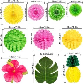 img 3 attached to Whaline 44-Piece Tropical Party Decoration Set: Aloha Banner, Hawaiian Flowers, Palm Leaves, Honeycomb Fans, Tissue Paper Pom Poms, Paper Pineapple – Perfect Luau Jungle Beach Theme Party Supplies
