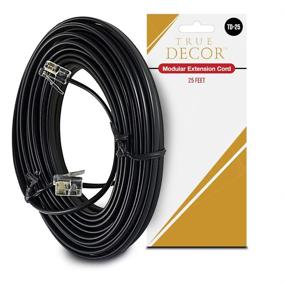 img 2 attached to 📞 True Decor 25ft Black Phone Telephone Extension Cord Cable Wire with RJ-11 Plugs: Premium Quality and Extra Length