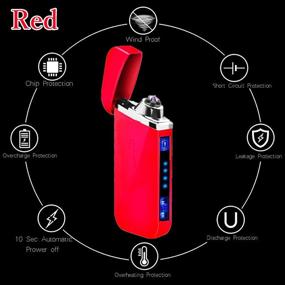img 2 attached to Dual Arc Lighter Plasma Flameless Lighters - USB Rechargeable 🔥 & Windproof Lighter for Camping, Fire, Hunting, and Outdoor Activities - Red