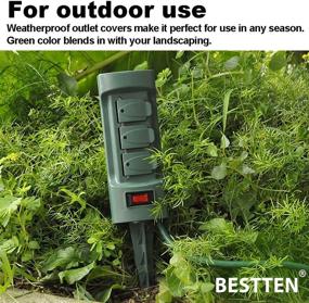 img 1 attached to Enhance Your Outdoor Power Access with the BESTTEN Green Power Strip: Covers, Overload Protection, 6 Outlets, 9-ft Extension Cord, ETL Certified!