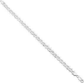 img 2 attached to 📿 5.3mm Solid Sterling Silver Flat Mariner Link Chain Bracelet - .925 Quality