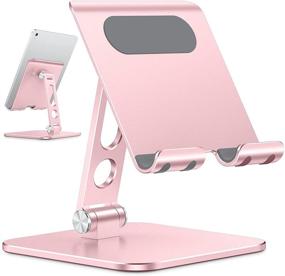 img 4 attached to Enhanced Adjustable Tablet Stand Holder - OMOTON iPad Stand Holder with Enhanced Stability, Durable Aluminum Foldable Desktop Tablet Dock Compatible with iPad 9th generation, iPad Mini 6/Air/Pro, Rose Gold