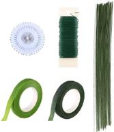 🌿 ccinee dark green floral arranging kits - 1/2 inch floral tapes with floral wire and straight pearl head pins, pack of 5 logo