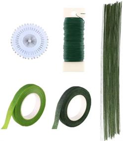 img 4 attached to 🌿 CCINEE Dark Green Floral Arranging Kits - 1/2 Inch Floral Tapes with Floral Wire and Straight Pearl Head Pins, Pack of 5