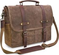 👜 premium waterproof vintage leather messenger bag for men - large 15.6 inch laptop briefcase, brown logo