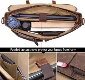 img 1 attached to 👜 Premium Waterproof Vintage Leather Messenger Bag for Men - Large 15.6 Inch Laptop Briefcase, Brown