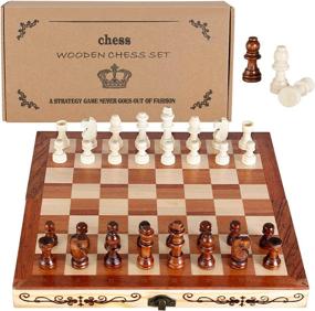 img 4 attached to 🤔 Crafted Wooden Chess Set - Syrace Folding Chess Board