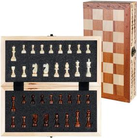img 1 attached to 🤔 Crafted Wooden Chess Set - Syrace Folding Chess Board