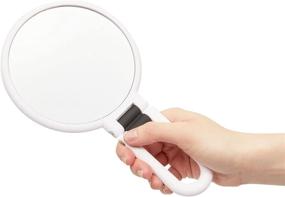 img 1 attached to 🔍 White Handheld Makeup Mirror with 1/10x Magnification (5.5-inch)