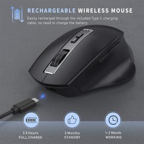 img 2 attached to 🖱️ Мышь JellyTech Ergonomic Multi-Device Wireless, Перезаряжаемая беспроводная мышь Bluetooth для ноутбука MacBook Windows ПК планшета и многое другое.