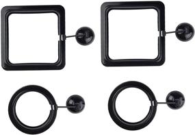 img 3 attached to 🐠 Zelerdo 4 Pack Aquarium Fish Feeding Ring: Square & Round, Suction Cup, Black