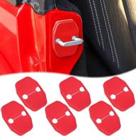 enhanced door lock protection trim for jeep wrangler jk jku 2007-2018, grand cherokee, chrysler200/200c/300c, dodge jcuy/journey, caliber, grand voager, 2019 ram - red 6pcs logo