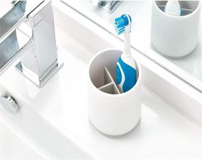 img 3 attached to 🦷 iDesign Cade Holder - Holds Toothbrushes, Spin Brushes, and Toothpaste in White and Gray