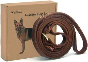 img 3 attached to 🐶 Premium Wellbro Real Leather Slip Lead Dog Leash: Adjustable Stitched Pet Slip Leads with Slider - Heavy Duty Flat Training Leashes for Medium and Large Dogs (Brown)