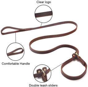 img 2 attached to 🐶 Premium Wellbro Real Leather Slip Lead Dog Leash: Adjustable Stitched Pet Slip Leads with Slider - Heavy Duty Flat Training Leashes for Medium and Large Dogs (Brown)