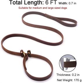 img 1 attached to 🐶 Premium Wellbro Real Leather Slip Lead Dog Leash: Adjustable Stitched Pet Slip Leads with Slider - Heavy Duty Flat Training Leashes for Medium and Large Dogs (Brown)