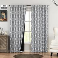 🔳 beauoop 95% blackout moroccan geo print room darkening thermal curtain panels - energy efficient drapes, quatrefoil back tab window treatment set, 52x84 inch, grey (2 panels) logo
