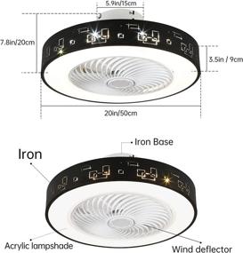 img 2 attached to 🌀 IYUNXI 72W Low Profile Ceiling Fan with Lights, Remote & 7 Blades - Smart Flush Mount, Dimmable & 3-Speed Wind - Modern Bedroom & Kitchen Black Fan