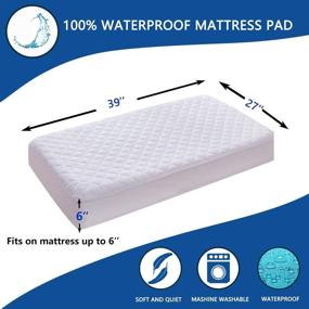 img 2 attached to 🛏️ Kuzmaly 2-Pack Mini Waterproof Crib Mattress Protector, Quilted Fitted Breathable Bamboo Fiber Baby Waterproof Mattress Pad