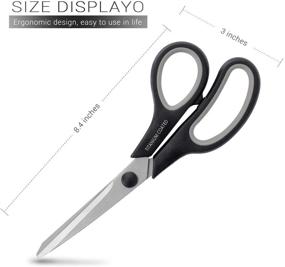 img 3 attached to 🔪 Multipurpose Titanium Coated Scissors: 8" Sturdy & Sharp, Comfort-Grip Handles - Right/Left Handed for Office, Home, School, Sewing, Fabric, Crafts - Black