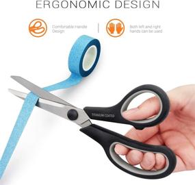 img 1 attached to 🔪 Multipurpose Titanium Coated Scissors: 8" Sturdy & Sharp, Comfort-Grip Handles - Right/Left Handed for Office, Home, School, Sewing, Fabric, Crafts - Black