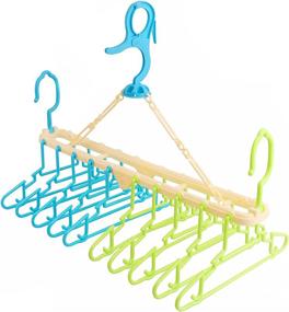 img 4 attached to 👗 Space-Saving Infant Dress Closet Organizer Plastic Blue Green Kids Hangers - Baby Clothes Hangers for 0-7 Years Old