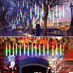 img 3 attached to 🎄 Allnice Meteor Shower Lights Falling Rain Lights LED Christmas Lights 30cm 8 Tube 192 LEDs Fairy String Lights for Halloween Christmas Wedding Tree Garden Home Outdoor Decoration (Multicolor)