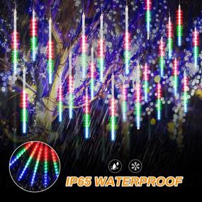 img 2 attached to 🎄 Allnice Meteor Shower Lights Falling Rain Lights LED Christmas Lights 30cm 8 Tube 192 LEDs Fairy String Lights for Halloween Christmas Wedding Tree Garden Home Outdoor Decoration (Multicolor)