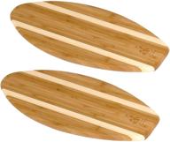 🏄 набор разделочных досок «laguna bamboo surf board bar», 14x6 - экологически чистый бамбук с модным дизайном полосок медового цвета - от island bamboo (2 штуки) логотип