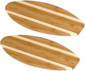 img 4 attached to 🏄 Набор разделочных досок «Laguna Bamboo Surf Board Bar», 14x6 - Экологически чистый бамбук с модным дизайном полосок медового цвета - от Island Bamboo (2 штуки)