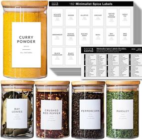 img 4 attached to 162 Minimalist Spice Jar Labels – Preprinted Spice Stickers – Waterproof White Labels with Black Text – Perfect Fit for Round Bamboo Jars or Rectangular Spice Jars – Herb Seasoning Kitchen Pantry Labels Stickers