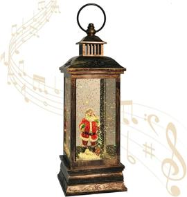 img 4 attached to 🎅 Christmas Snow Globe Lantern with Music, Battery Operated/USB Powered Santa Decorations: 8 Christmas Theme Songs, 6H Timer - Perfect for Holiday Home Décor & Gifts (Santa)