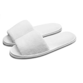 img 4 attached to 🩴 EchoApple 5 Pairs of Deluxe Open Toe White Spa Slippers for Hotel, Party, and Travel (Large, White-5 Pairs)