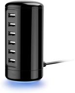 🔌 efficient 6-port black usb charger for iphone, ipad, android, and more logo