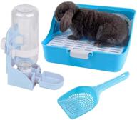 blue rabbit litter box bunny water bottle - small animal cage potty pet cage 17oz hangable water fountain - automatic dispenser - leakproof water feeder for chinchilla, guinea pig, hedgehog, ferret логотип