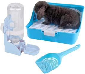 img 4 attached to Blue Rabbit Litter Box Bunny Water Bottle - Small Animal Cage Potty Pet Cage 17oz Hangable Water Fountain - Automatic Dispenser - Leakproof Water Feeder for Chinchilla, Guinea Pig, Hedgehog, Ferret