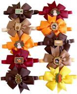 🦃 masue pets thanksgiving dog ties bowties for fall with brown and orange turkey leaf print - dog neckties bow tie collars for stylish grooming logo