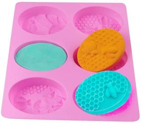 img 2 attached to 🐝 Palksky (2 Pack) 6 Cavities 3D Bee Silicone Oval Molds - Craft Homemade Soap, Cake, Candle, Resin, Bath Bomb - Honeycomb Beehive Design