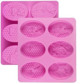 img 4 attached to 🐝 Palksky (2 Pack) 6 Cavities 3D Bee Silicone Oval Molds - Craft Homemade Soap, Cake, Candle, Resin, Bath Bomb - Honeycomb Beehive Design