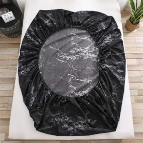 img 1 attached to 💎 Premium WUJIE Black Marble King Bed Sheets Set - Deep Pockets Fitted Sheet with 2 Pillowcases - Soft and Stylish Bedding