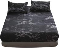 💎 premium wujie black marble king bed sheets set - deep pockets fitted sheet with 2 pillowcases - soft and stylish bedding logo