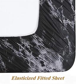 img 2 attached to 💎 Premium WUJIE Black Marble King Bed Sheets Set - Deep Pockets Fitted Sheet with 2 Pillowcases - Soft and Stylish Bedding