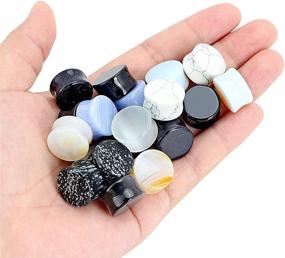 img 3 attached to Qmcandy 10-12 Pairs Natural Stone Double Flare Saddle Ear Plugs Gauges Expander 2G-5/8 inch for Stretching
