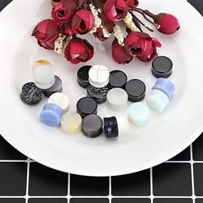 img 2 attached to Qmcandy 10-12 Pairs Natural Stone Double Flare Saddle Ear Plugs Gauges Expander 2G-5/8 inch for Stretching