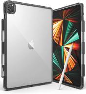 📱 чехол ringke fusion plus для ipad pro 12,9 дюйма 2021 5-го поколения - прозрачный smoke black: защита от ударов, защита от перегрева, держатель для ручки логотип