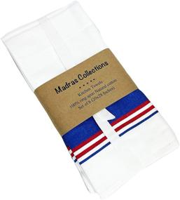 img 3 attached to 🍽️ 6 Pack Madras Collections Kitchen Towels, Pre-Washed 27x19 Inch, 100% Pure Natural Cotton Dishcloths Sets, Tea Towels with Hanging Loop - Navy Red