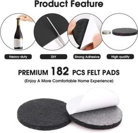 img 2 attached to 🪑 Premium Felt Furniture Pads - 182 Pcs Self Adhesive, Cuttable Chair Leg Protectors for Hardwood Floors - Anti Scratch Black Pads